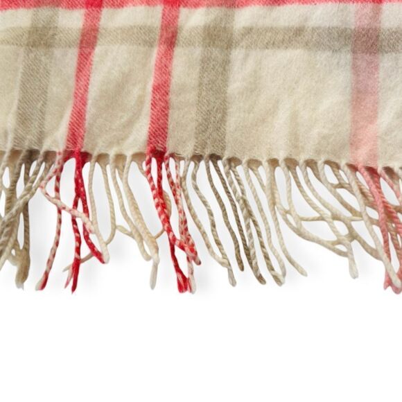 Cashmere by Charter Club 100% Cashmere Beige/Pink Plaid Scarf - Picture 2 of 3